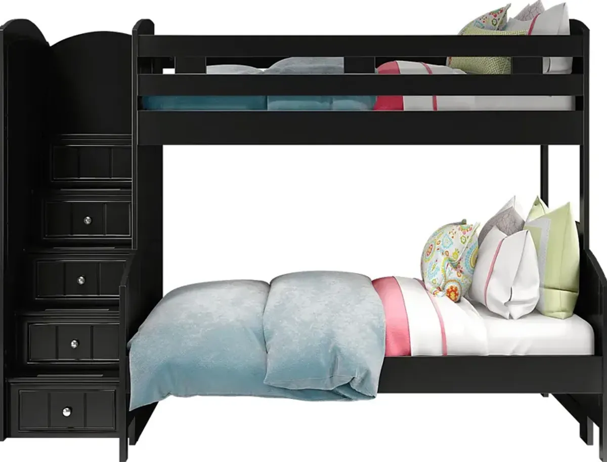 Kids Cottage Colors Black Twin/Full Step Bunk