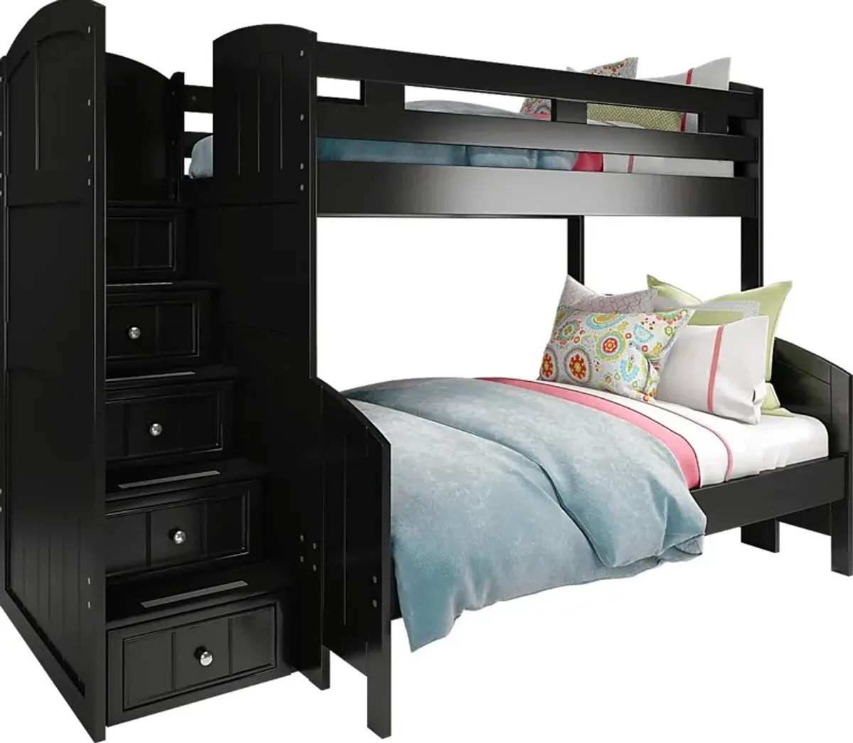 Kids Cottage Colors Black Twin/Full Step Bunk