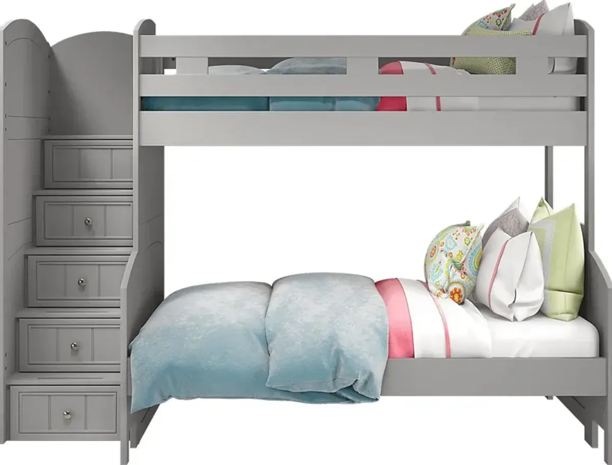 Kids Cottage Colors Gray Twin/Full Step Bunk