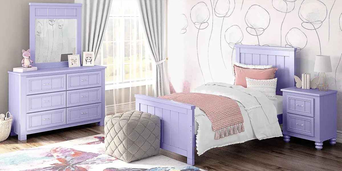 Kids Cottage Colors Lavender 5 Pc Twin Panel Bedroom