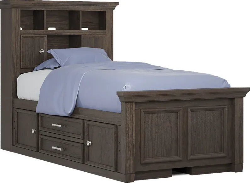 Kids Canyon Lake Java 3 Pc Twin Bookcase Bed with 2 Storage Side Rails