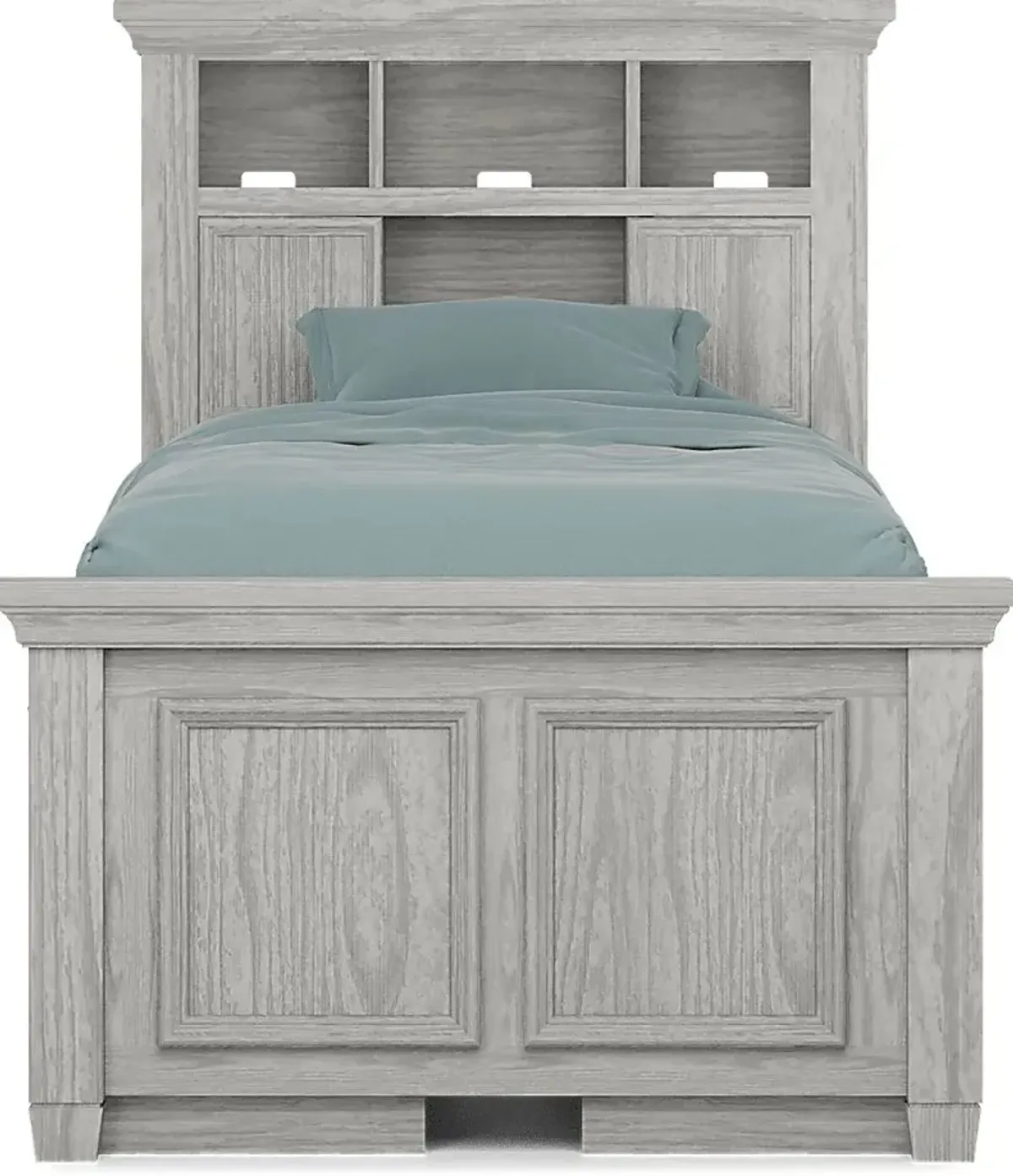 Kids Canyon Lake Ash Gray 3 Pc Twin Bookcase Bed with 2 Storage Side Rails