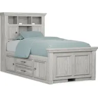 Kids Canyon Lake Ash Gray 3 Pc Twin Bookcase Bed with 2 Storage Side Rails