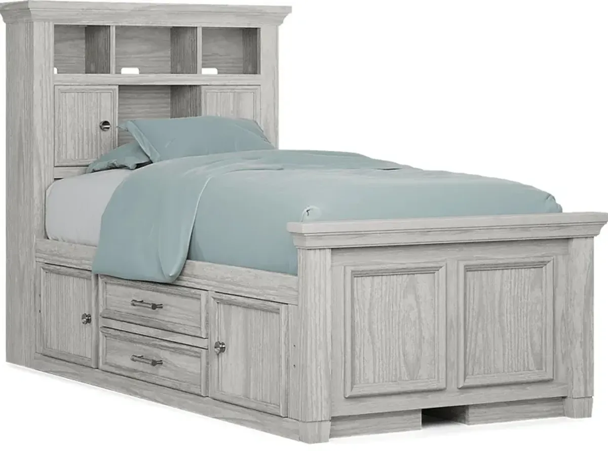 Kids Canyon Lake Ash Gray 3 Pc Twin Bookcase Bed with 2 Storage Side Rails