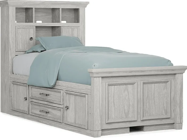Kids Canyon Lake Ash Gray 3 Pc Twin Bookcase Bed with 2 Storage Side Rails