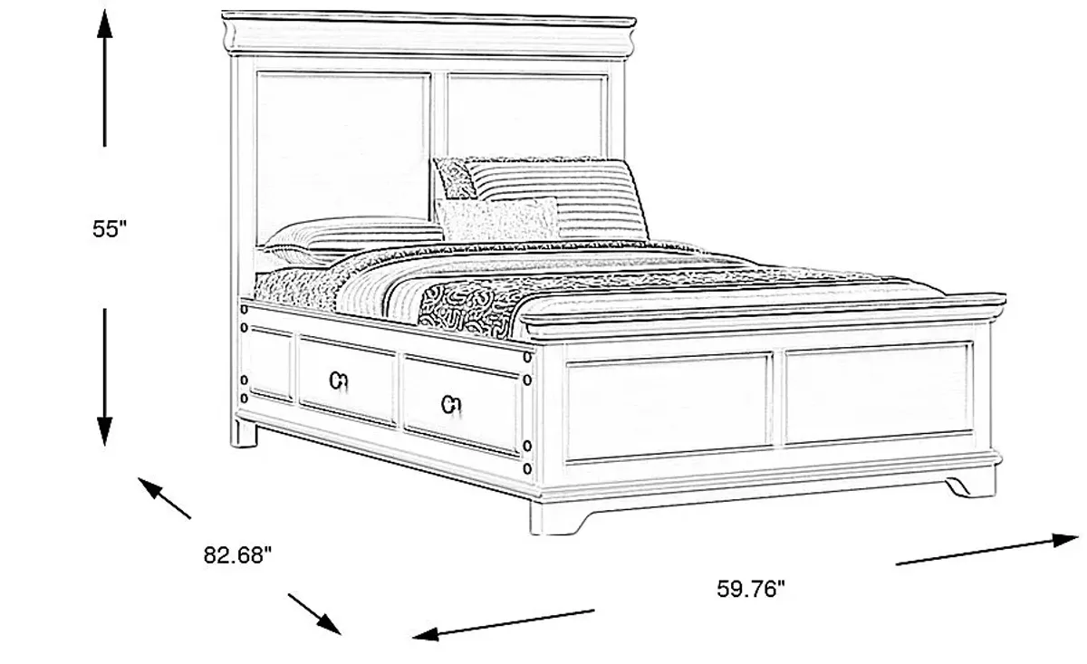 Kids Oberon Cream Full Panel Bed with Storage Side Rails