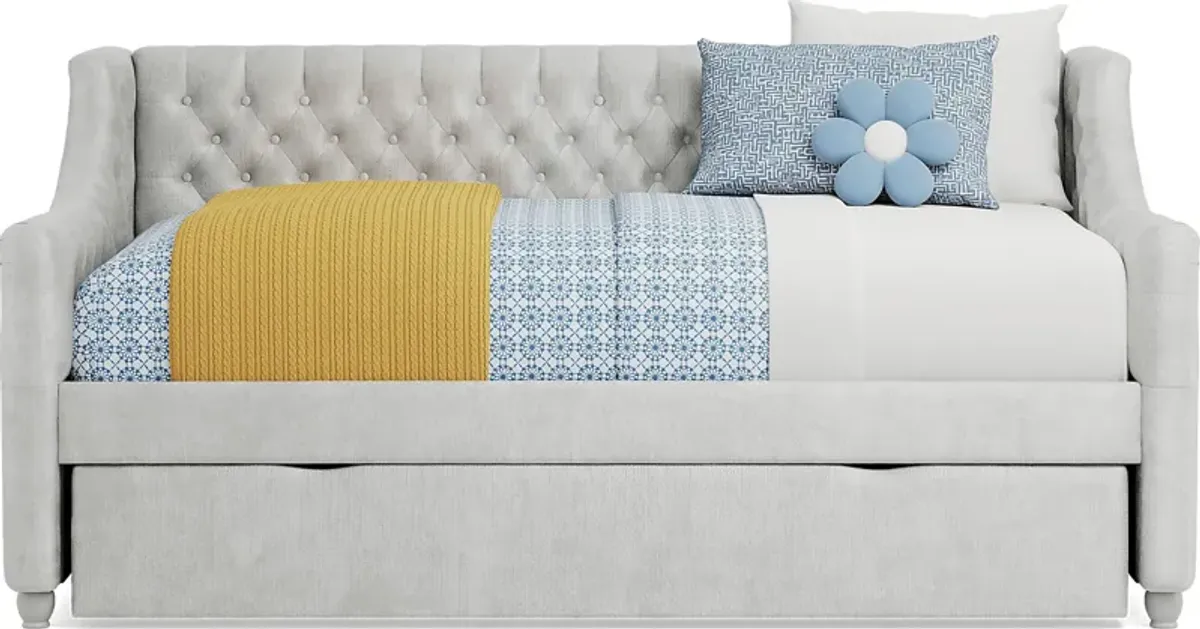 Alena Silver Twin Daybed with Twin Storage Trundle