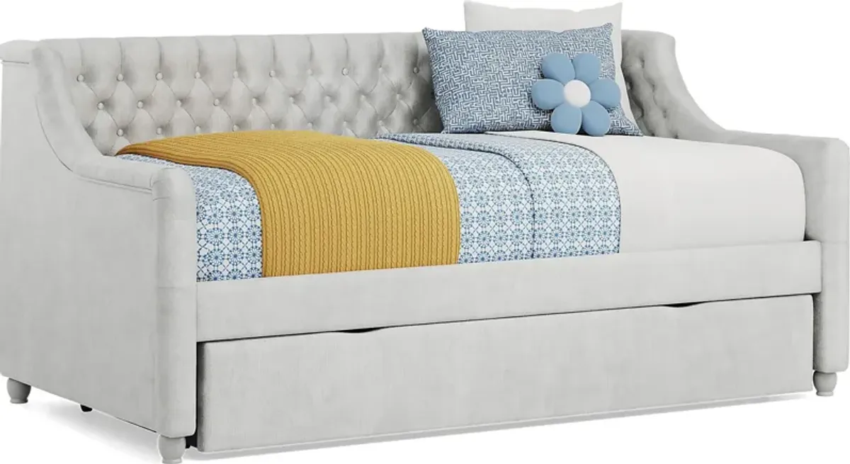 Alena Silver Twin Daybed with Twin Storage Trundle