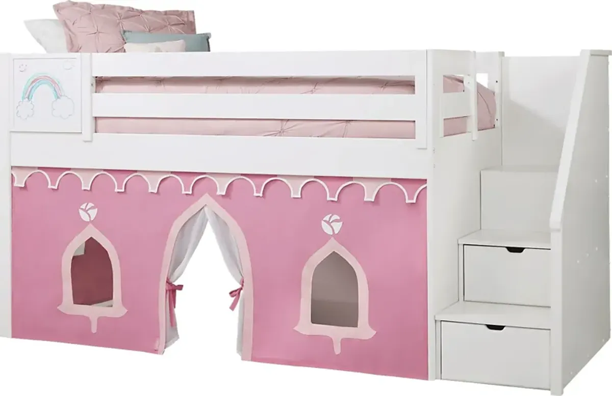 Disney Princess Fairytale White Step Loft Bed with Activity Panel