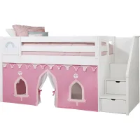 Disney Princess Fairytale White Step Loft Bed with Activity Panel