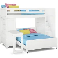 Kids Ivy League 2.0 White Twin/Full Step Loft with Chest & Desk Attachment