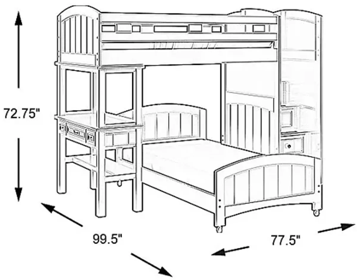 Kids Cottage Colors Black Twin/Twin Step Bunk with Desk