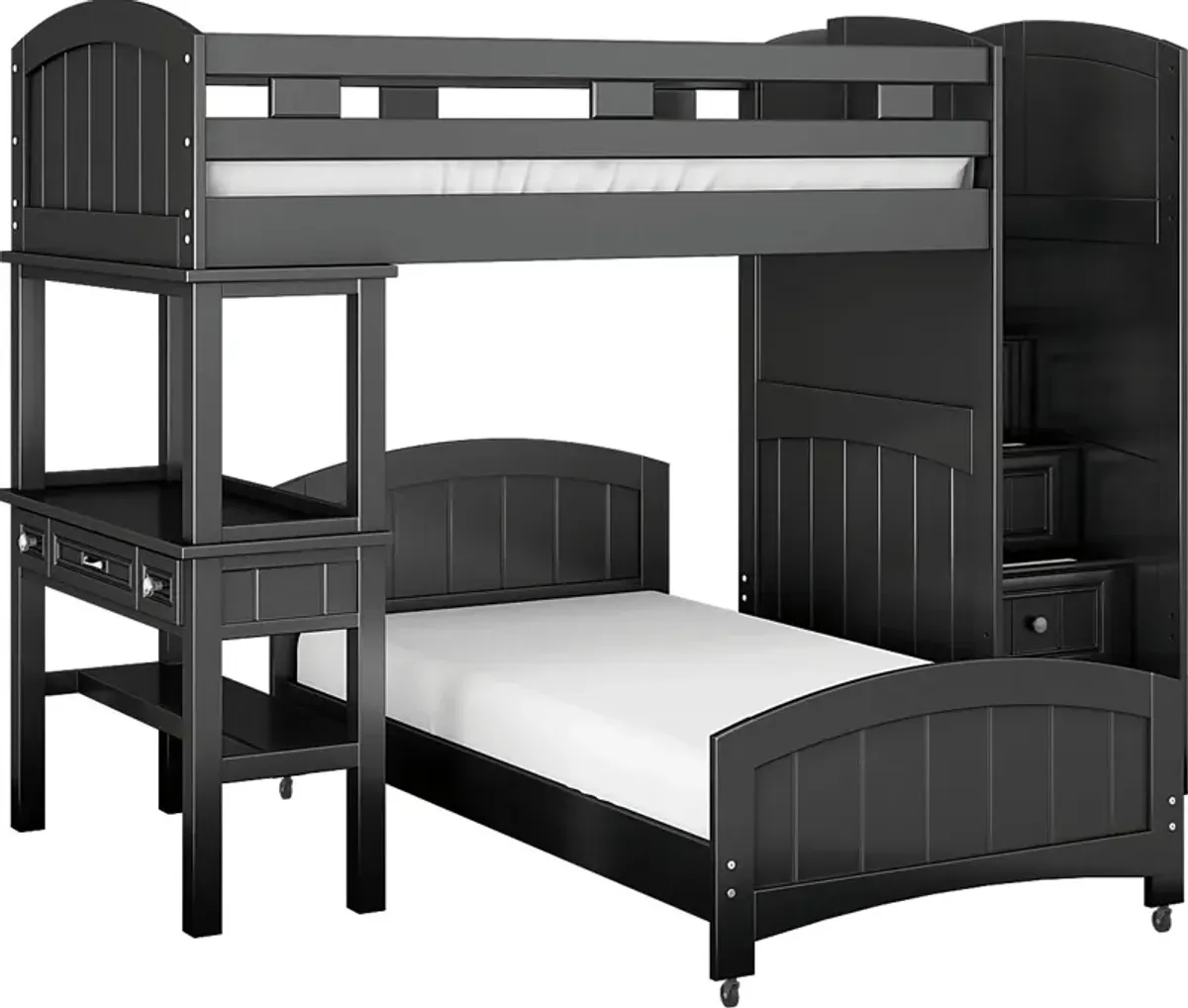 Kids Cottage Colors Black Twin/Twin Step Bunk with Desk