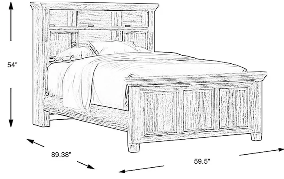 Kids Canyon Lake Ash Gray 3 Pc Full Bookcase Bed