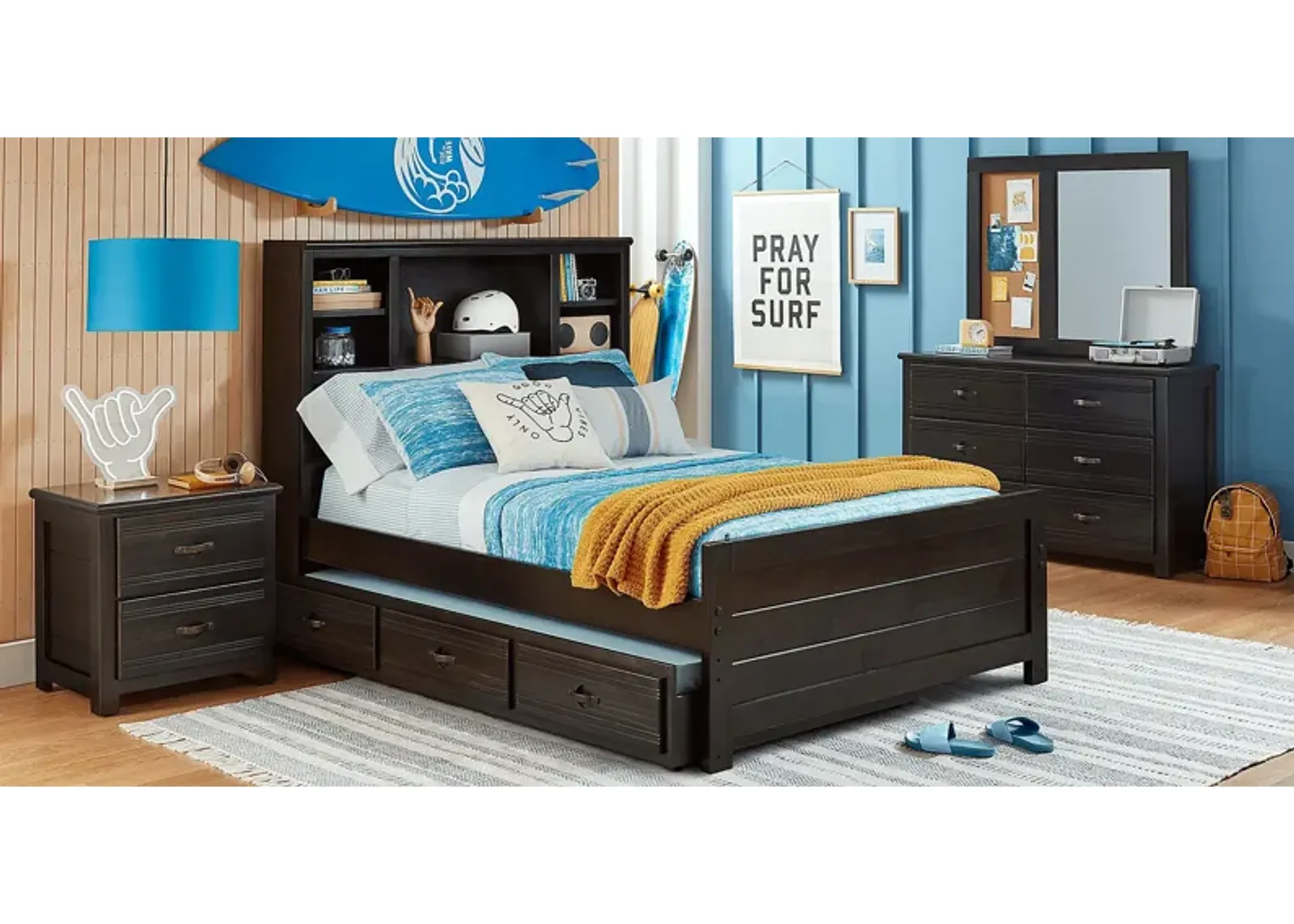 Kids Creekside 2.0 Charcoal 5 Pc Twin Bookcase Bedroom