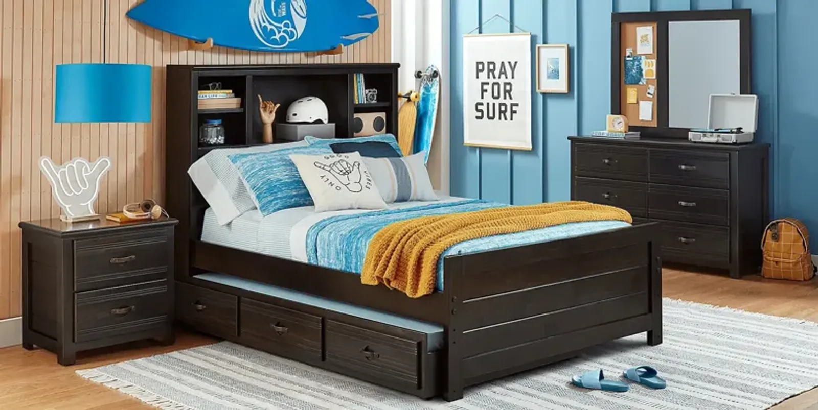 Kids Creekside 2.0 Charcoal 5 Pc Twin Bookcase Bedroom