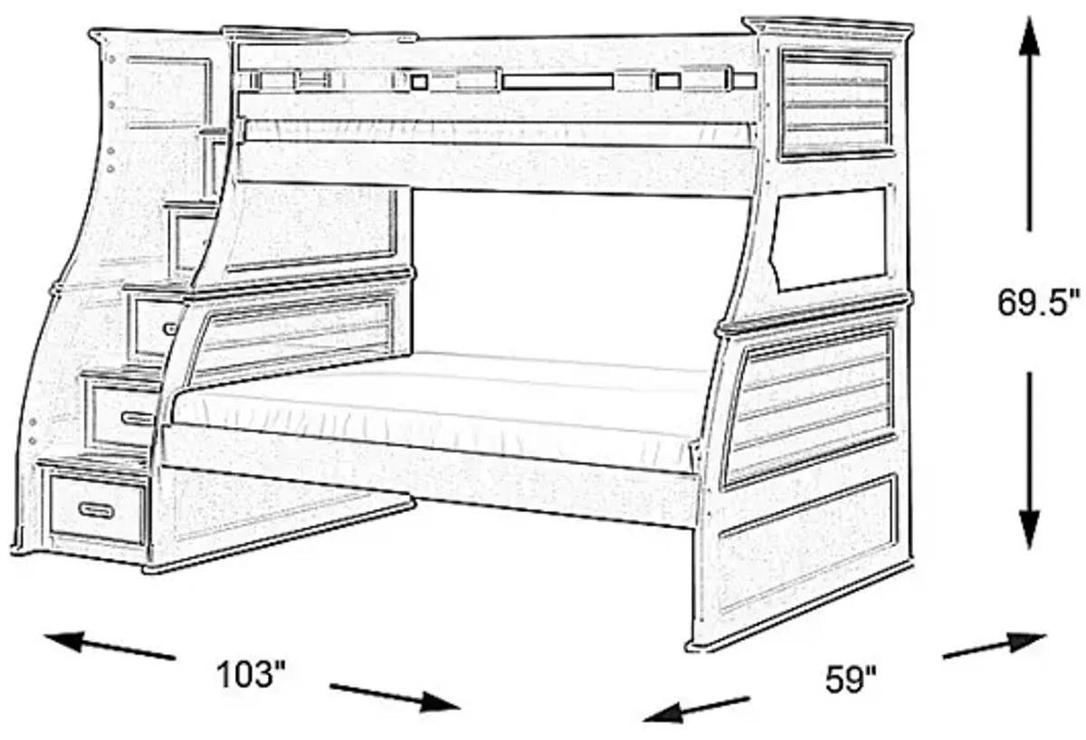 Kids Hilton Head White Twin/Full Step Bunk