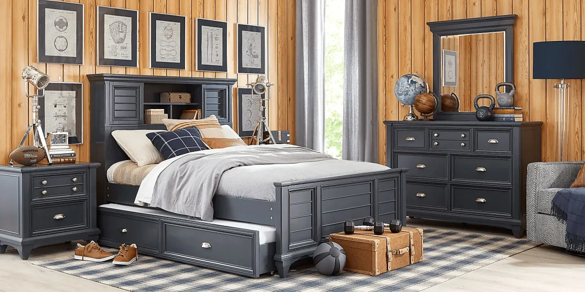 Kids Hilton Head Graphite Full Bookcase Bedroom