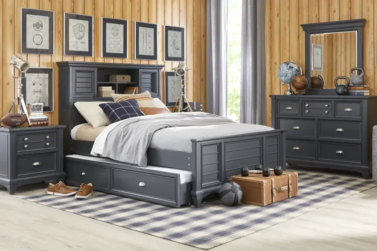Kids Hilton Head Graphite Full Bookcase Bedroom