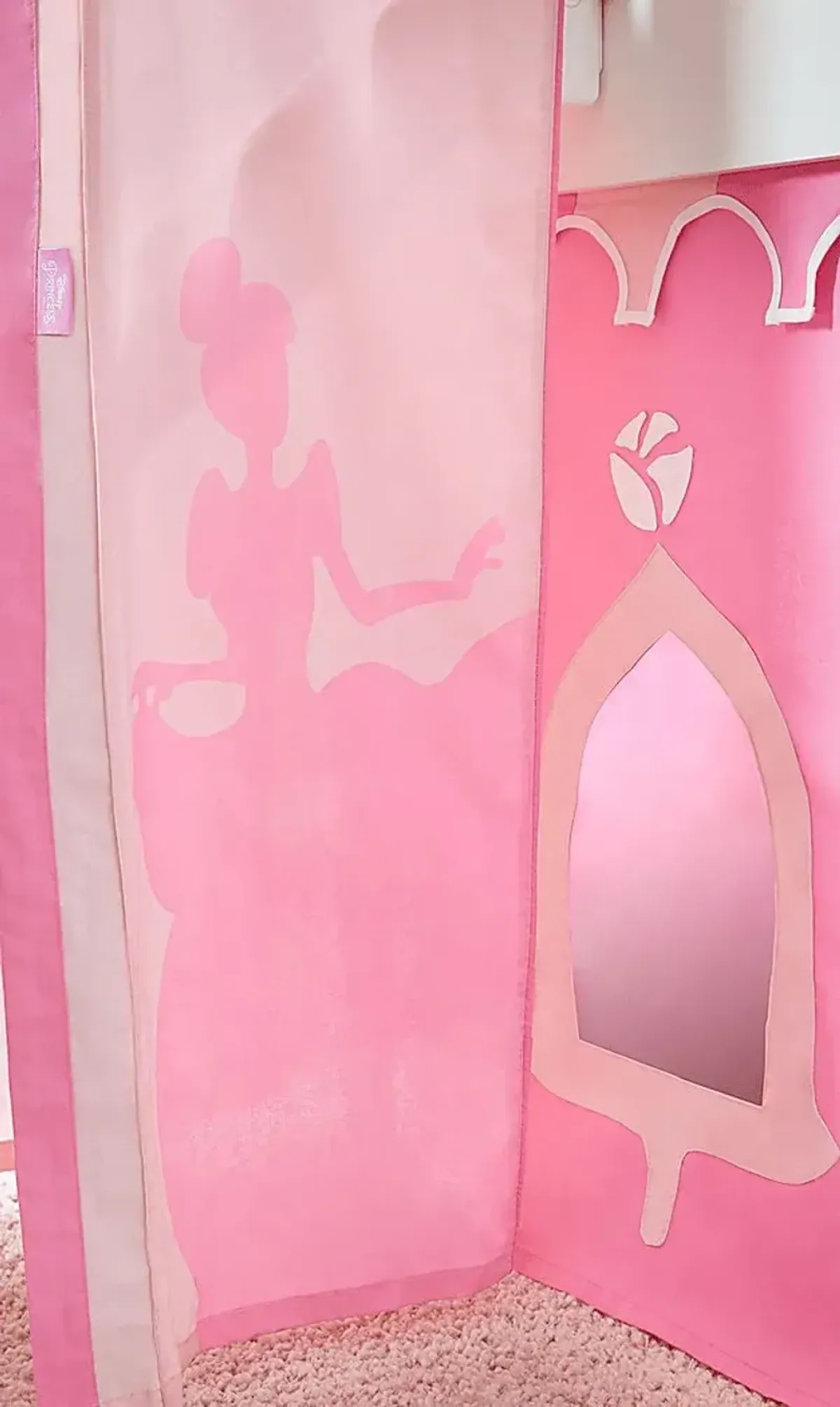 Disney Princess Fairytale White Twin Loft Bed with Activity Panel and Tower