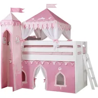 Disney Princess Fairytale White Twin Loft Bed with Whiteboard and Tower