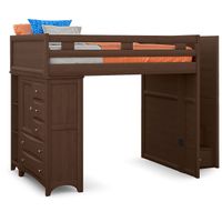 Ivy League 2.0 Walnut Full Step Loft with Chest and Bookcase
