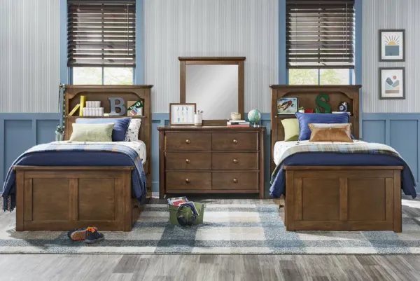 Kids South Bend Brown Cherry Twin Bookcase Bedroom