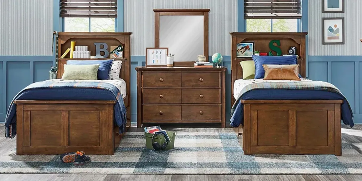 Kids South Bend Brown Cherry 8 Pc Twin Bookcase Bedroom