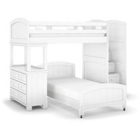 Kids Cottage Colors White Twin/Twin Step Bunk with Dresser