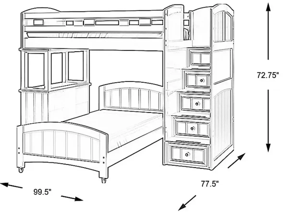 Kids Cottage Colors Black Twin/Twin Step Bunk with Dresser