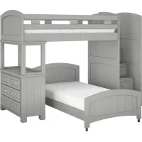 Kids Cottage Colors Gray Twin/Twin Step Bunk Bed with Dresser