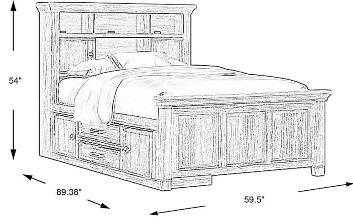 Kids Canyon Lake Java 3 Pc Full Bookcase Bed with Storage Side Rail