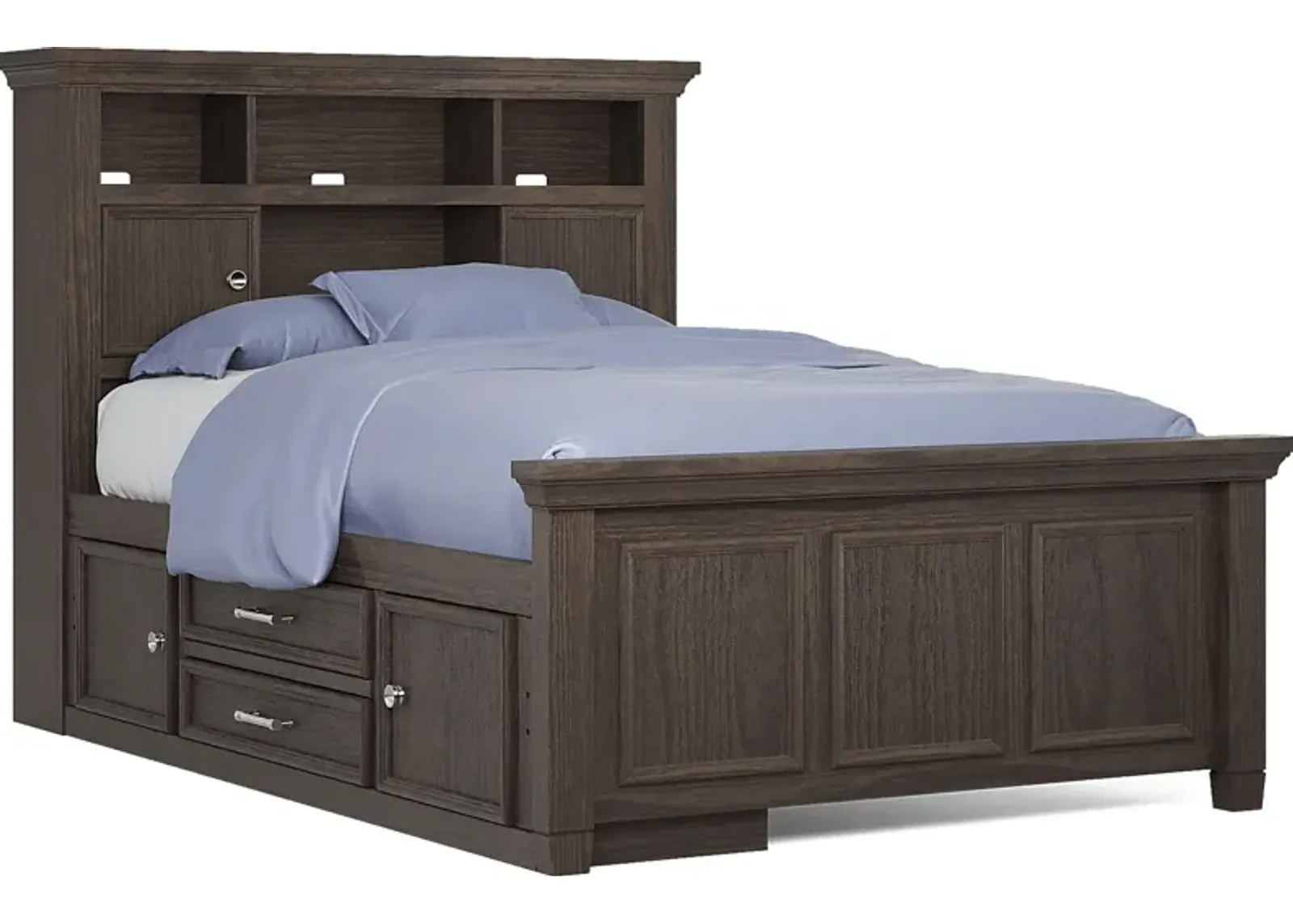 Kids Canyon Lake Java 3 Pc Full Bookcase Bed with Storage Side Rail