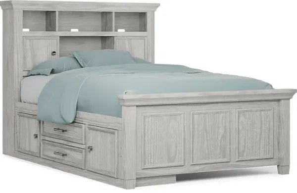 Kids Canyon Lake Ash Gray Full Bookcase Bed with Storage Side Rail