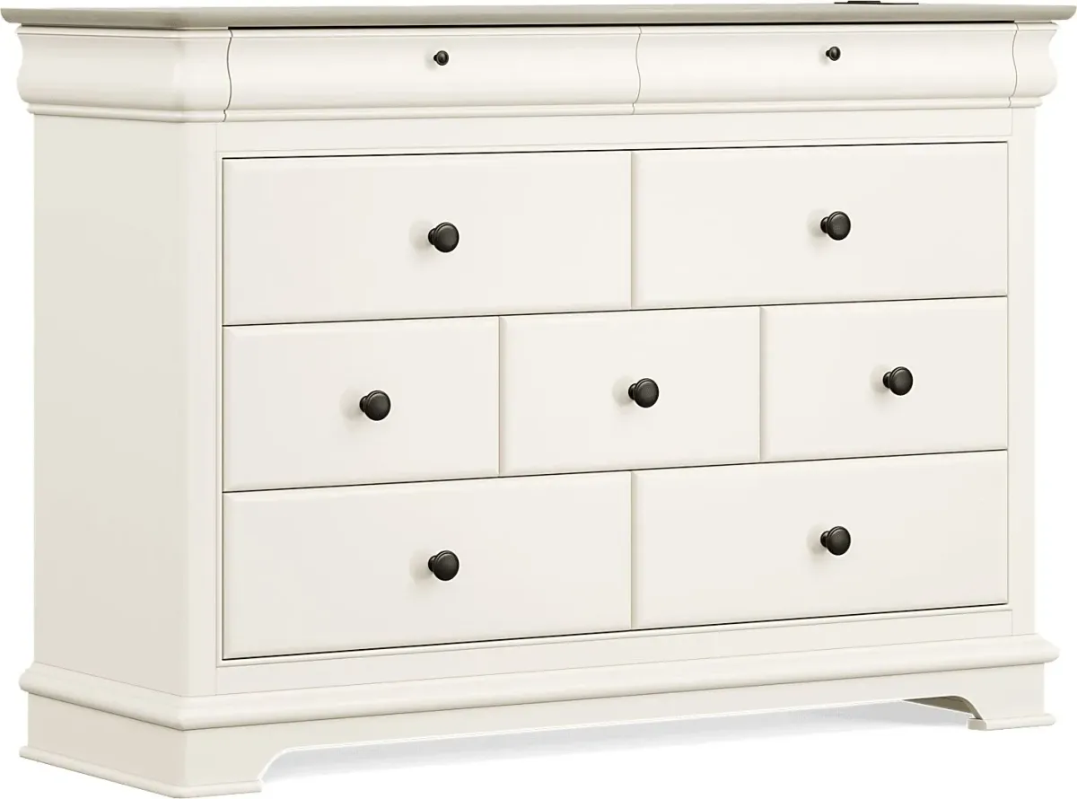Kids Oberon Cream Twin Panel Bedroom with Storage Side Rails