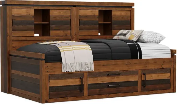 Kids Westover Hills Jr. Brown Twin Bookcase Wall Bed with Storage Side Rail
