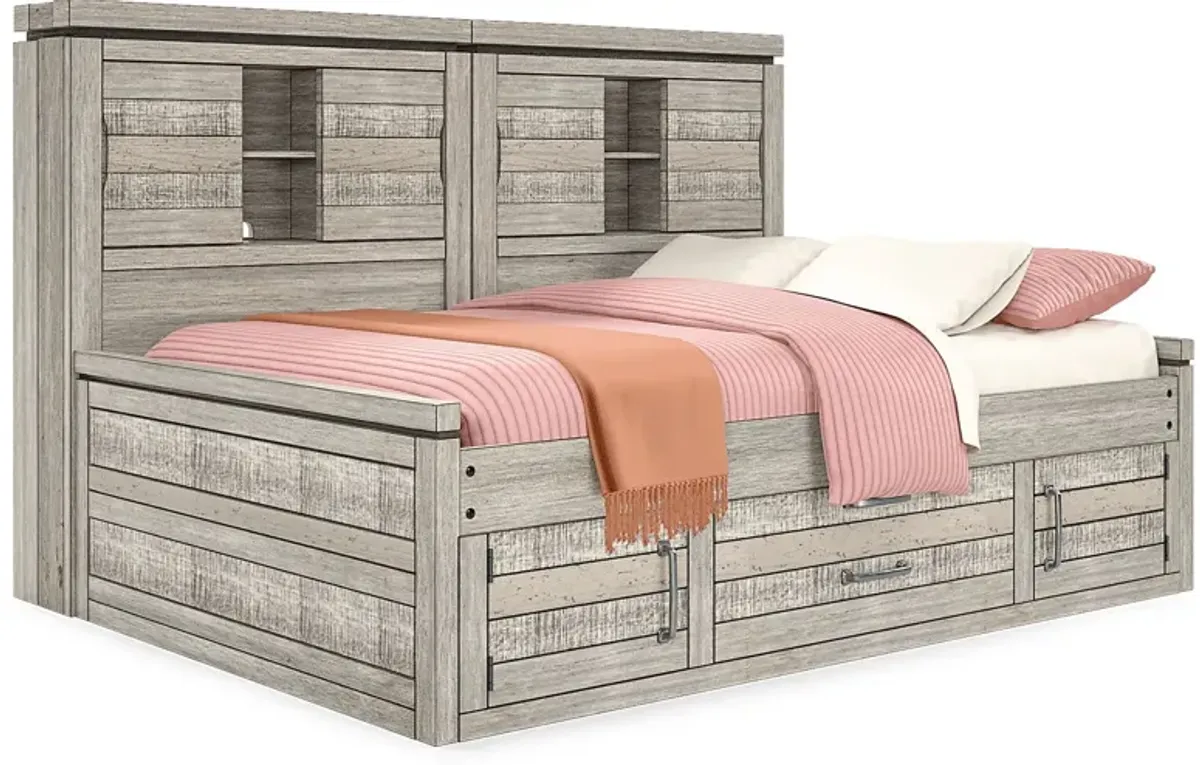 Kids Westover Hills Jr. Gray 3 Pc Twin Bookcase Wall Bed with Storage Side Rail