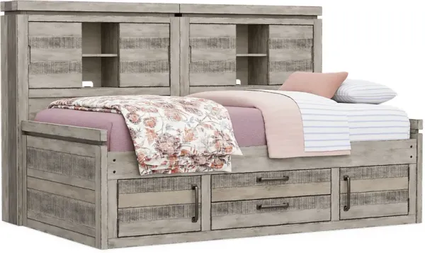 Kids Westover Hills Jr. Gray Twin Bookcase Wall Bed with Storage Side Rail
