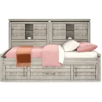 Kids Westover Hills Jr. Reclaimed Gray 3 Pc Twin Bookcase Wall Bed with Storage Side Rail