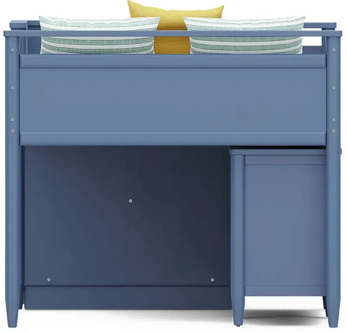 Kids Modern Colors Slate Blue Full Step Loft with Loft Chests