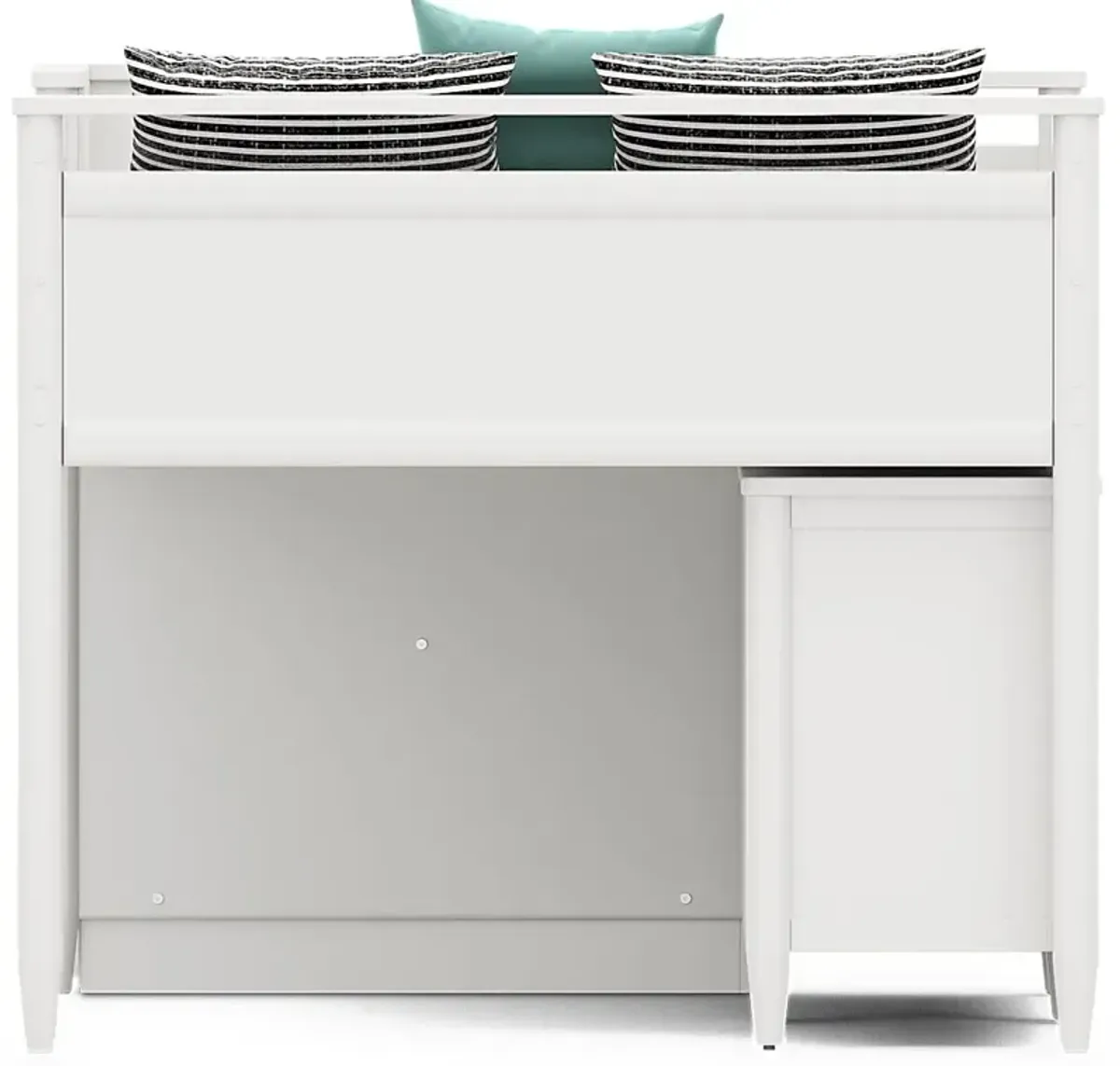 Kids Modern Colors White Full Step Loft with Loft Chests