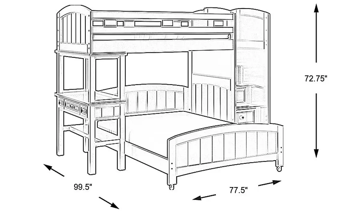 Kids Cottage Colors Black Twin/Full Step Bunk Bed with Desk