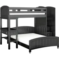 Kids Cottage Colors Black Twin/Full Step Bunk Bed with Desk
