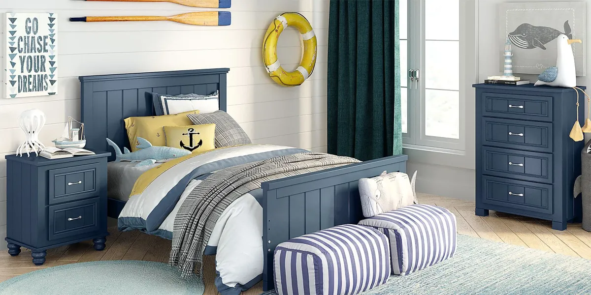 Kids Cottage Colors Navy 5 Pc Full Panel Bedroom