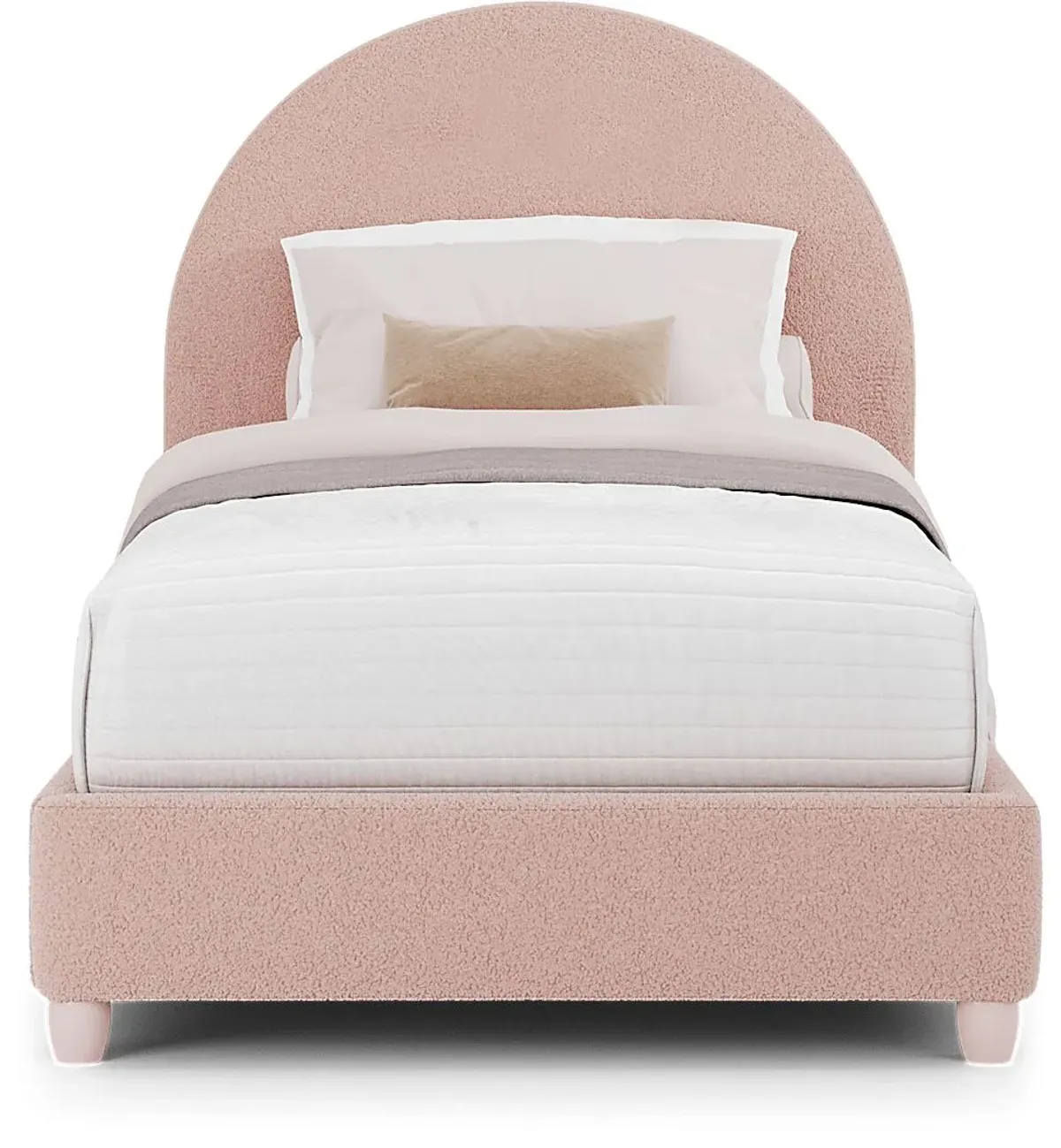 Kids South Bend Washed White Bedroom with Moonstone Pink Twin Upholstered Bed