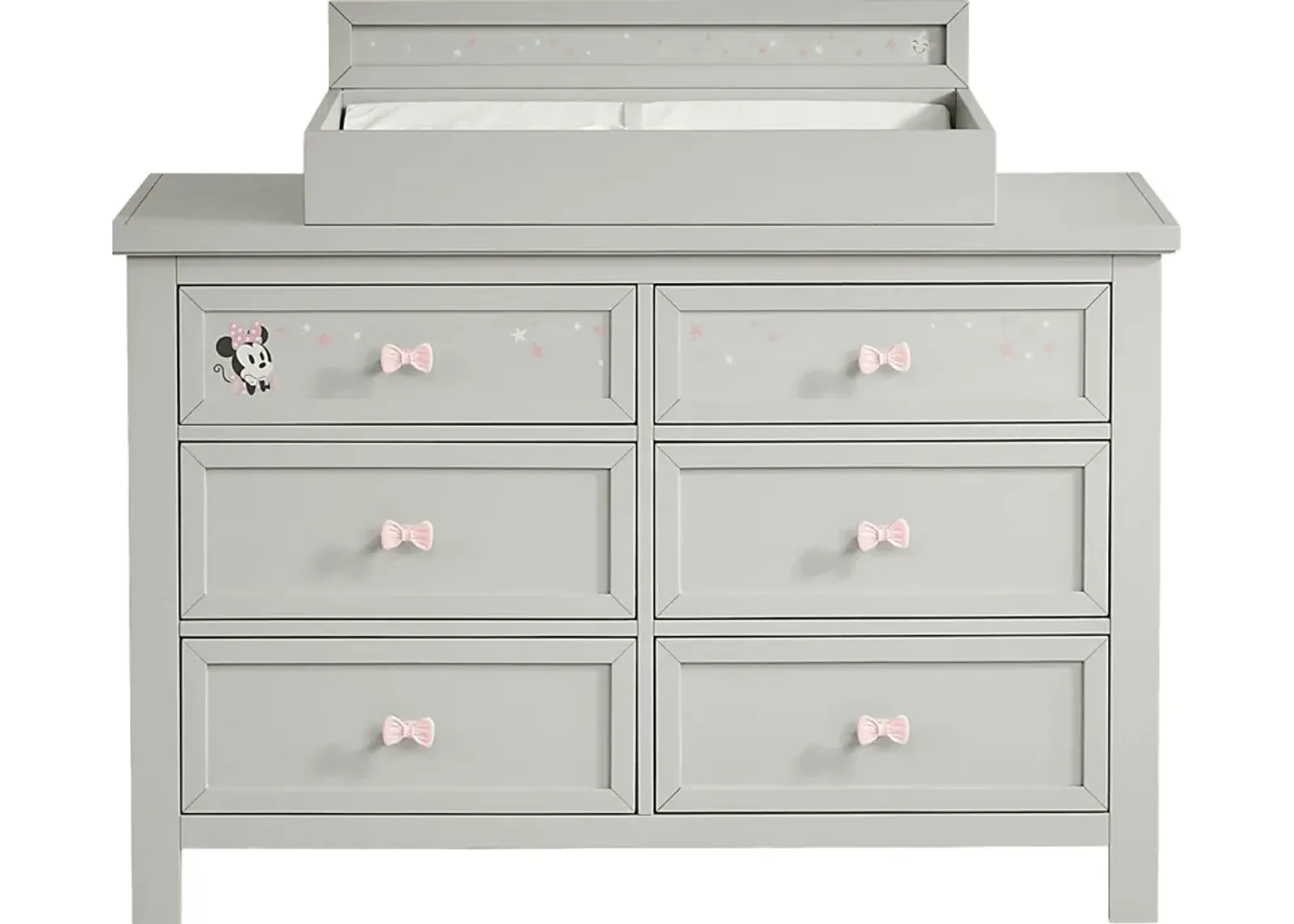 Kids Starry Dreams with Minnie Mouse Gray Dresser with Changing Topper and Pad