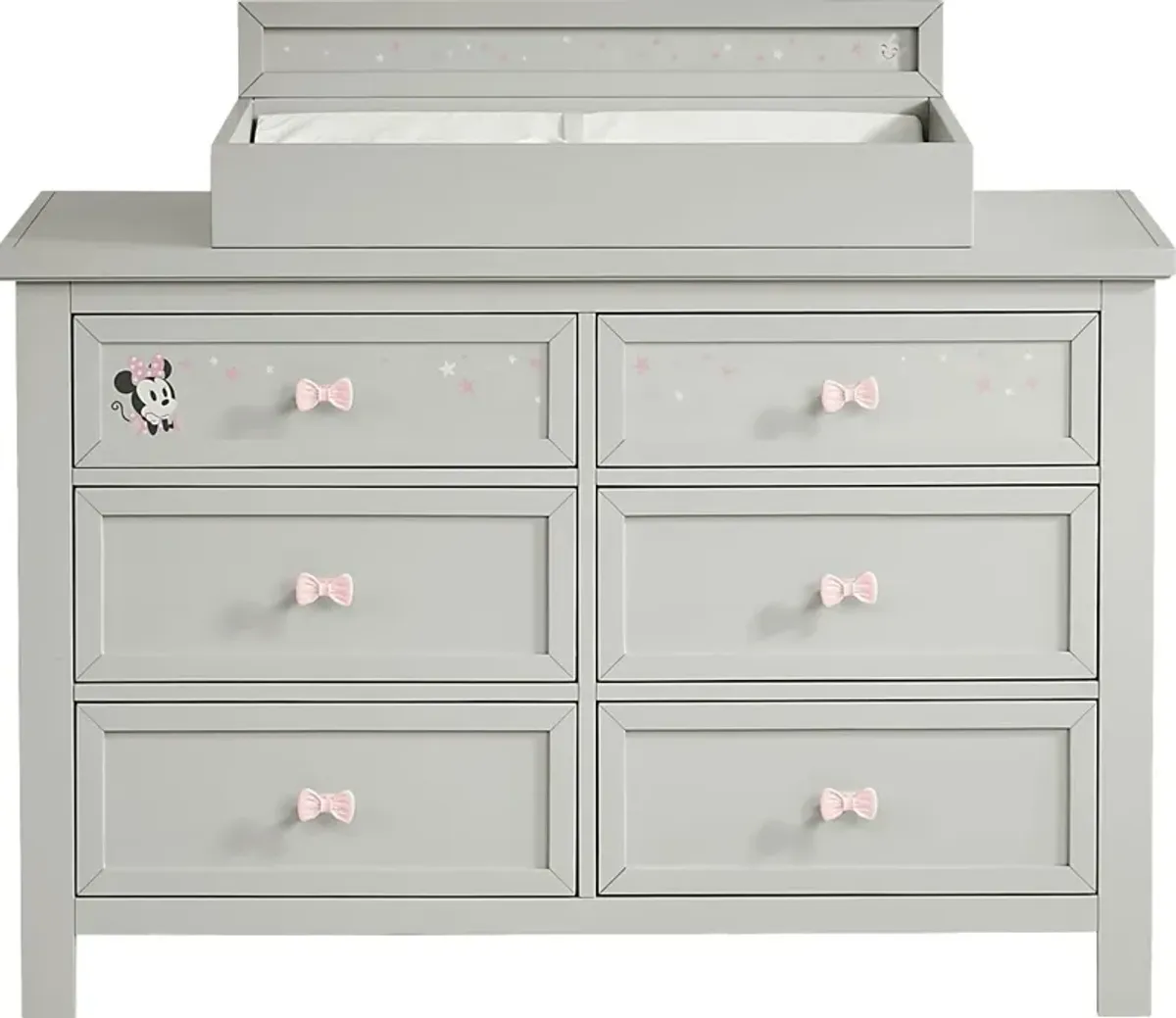 Kids Starry Dreams with Minnie Mouse Gray Dresser with Changing Topper and Pad