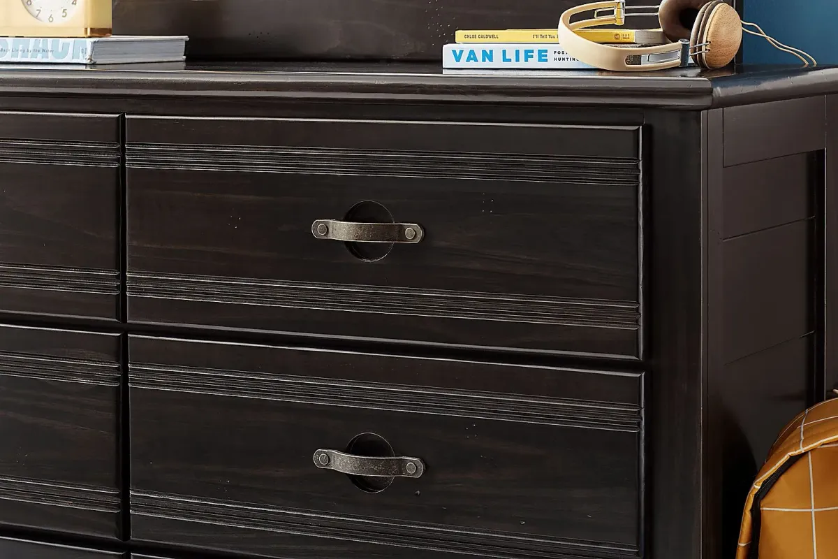 Kids Creekside 2.0 Charcoal Twin Bookcase Bedroom with 2 Storage Side Rails