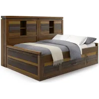 Kids Westover Hills Jr. Reclaimed Brown 3 Pc Full Bookcase Wall Bed with Storage Side Rail
