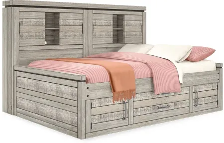 Kids Westover Hills Jr. Reclaimed Gray 3 Pc Full Bookcase Wall Bed with Storage Side Rail